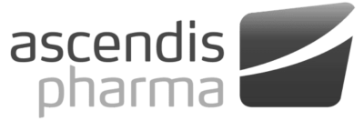 Logo von ascendis pharma in Schwarz-Weiß mit Transparenz