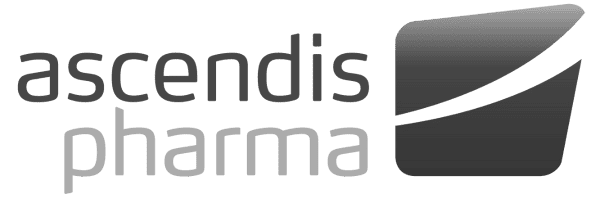 Logo von ascendis pharma in Schwarz-Weiß mit Transparenz